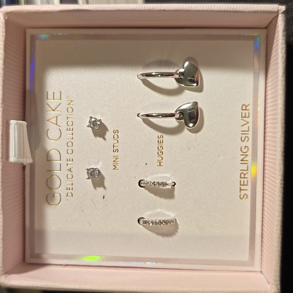 Gold Cake delicate sterling silver earring set